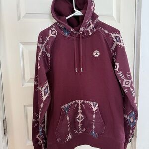 Hooey Maroon and Patterned Hoodie